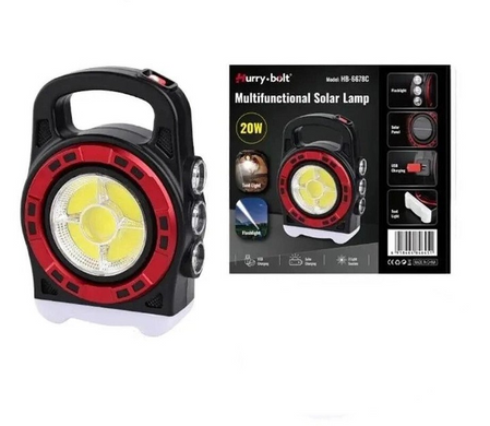 Мультифункциональный кемпинговый фонарь Hurry-bolt HB-6678C 20W с солнечной панелью и фукцией павербанка Yakov-5405402 фото