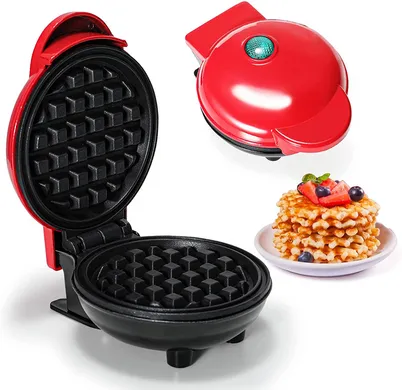 Стильная и портативная, электрическая мини - вафельница Waffle Maker с антипригарным покрытием, красная PrintsPersii-7340 в интернет магазине Top-Dom