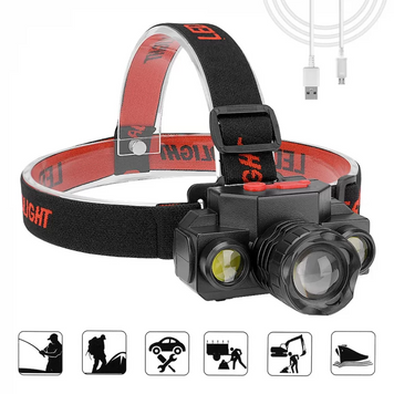 Налобный фонарь Bailong BL-1805 COB+XPE USB-зарядка spar-8016 фото